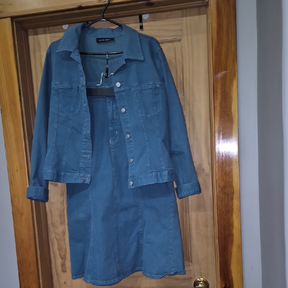 Blue Denim Jacket and Dress Set Size 12